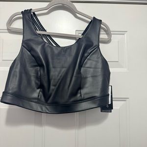 Faux Leather Sports Bra